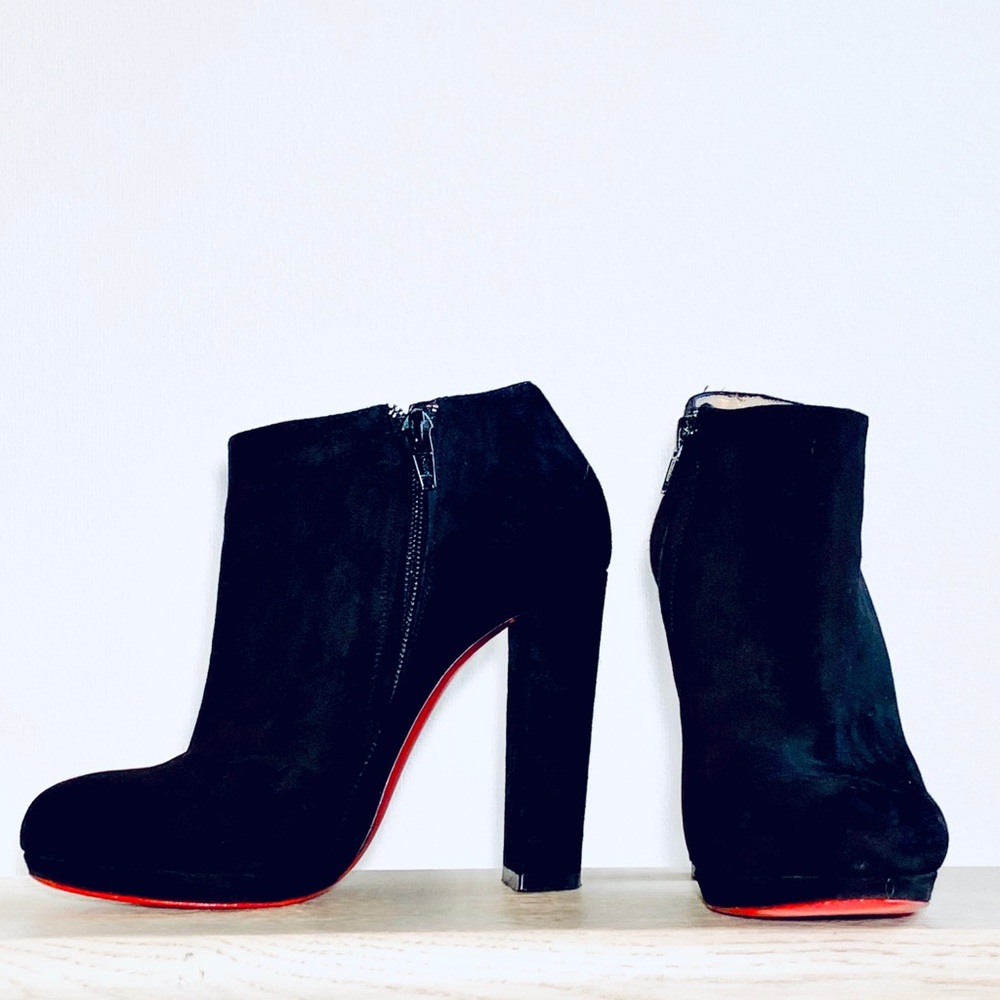 Louboutin Rock and Gold Black Suede Boots